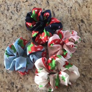 Summer strawberry scrunchies